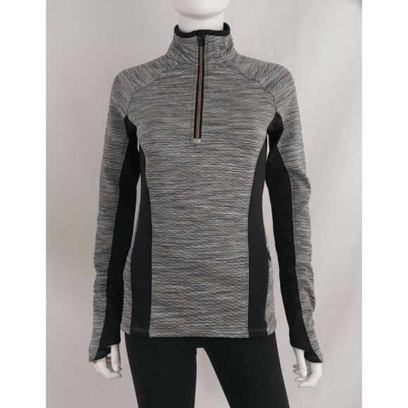 Athleta Snowscape Gray Quilted Half Zip Pullover Size XS Tall - Picture 3 of 15
